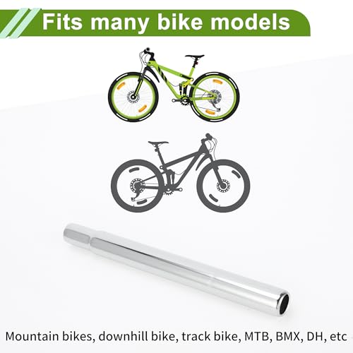 HOPESPANNER Universal 25.4x250mm Silver Tone Bike Seat Posts Durable Bike Saddle Post Seat Tube Steel 1 Pc