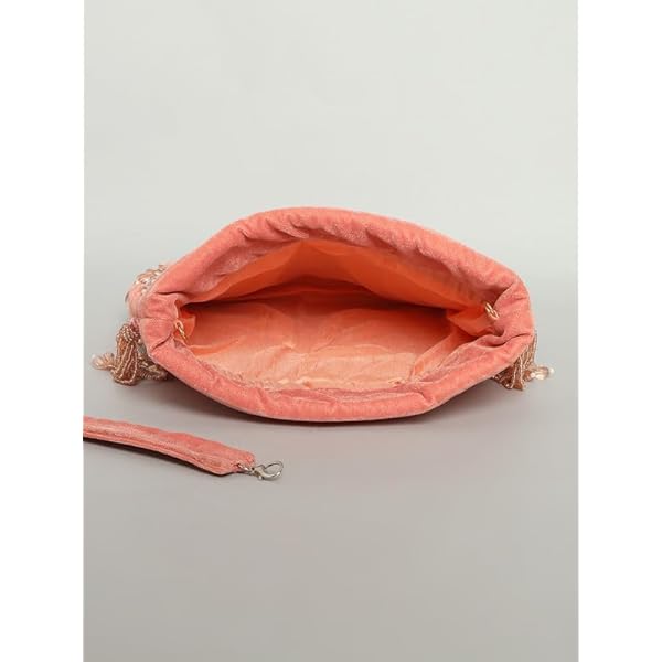Nahhar Fashion Elegant Silk Potli Bag with Beaded Detailing – Perfect Bridal Accessory and Party Favor - Image 5