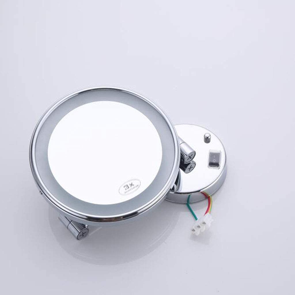 Specchio da toeletta con luci Specchio per il trucco Montaggio a parete Specchio cosmetico da 8 pollici Specchio rotondo per il bagno Estensibile Rasatura in camera da letto Collegamento cablato