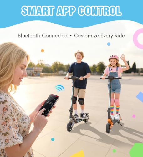 Image of Electric Scooter for Kids Ages 6-12, 150W Motor,10 Mph Max Speed, LED Display, K2-2 Speeds (6 /10 MPH), K2 Pro /K6-3 Speeds, Magnetic Charging, Colorful Light, Dual Brake Scooter for Girls Boys