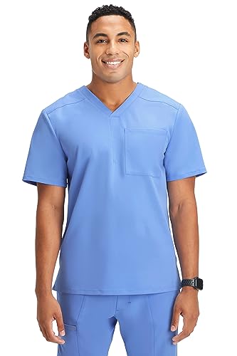 Image of Fabletics Men's Helix 1-Pocket Scrub Top - MotionTech, Wrinkle-Resist, Chest Pocket, Anti-Shrink, Semi-Slim Fit