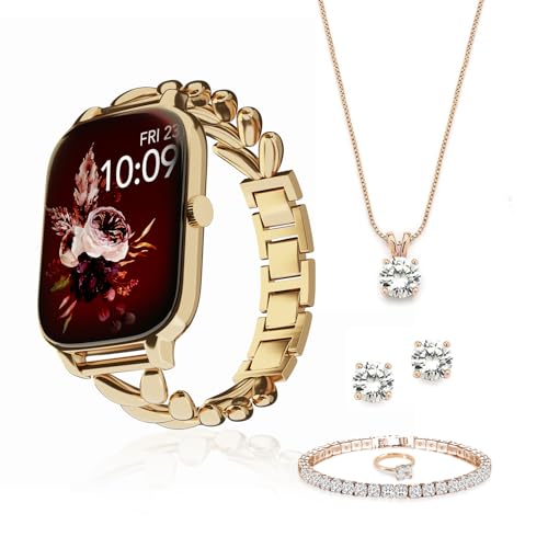 Vibez Allure Luxury Smart Watch for Women & Gift Box- Stainless Metal Straps,1.83" Display, BT Calling Smartwatch & Jewellery Set for Women, Gifts for Women (Earrings, Necklace, Bracelet, Ring) (B0D8J1YCMR) Amazon Price History, Amazon Price Tracker