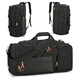 Searock 45L Gym Bag for Men, 3-In-1 Duffle Bag Backpack for Travel, Sports Duffel Bags for Gym Workout, Weekender Overnight Bag with Shoe Compartment, Wet Pocket, Black