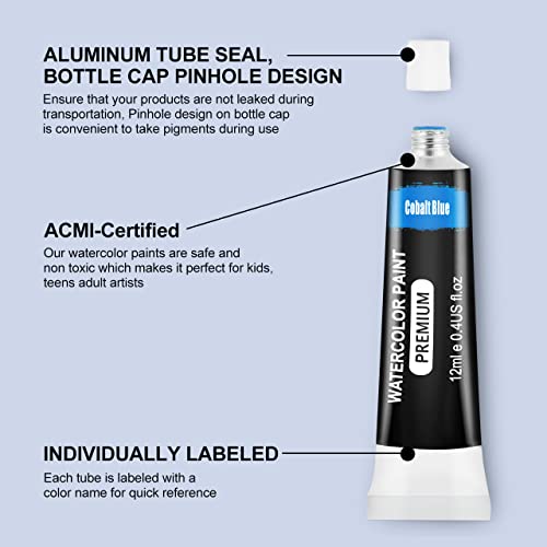 Emooqi Watercolor Paint Set, 48 Colors Art Painting Kit, 3 Painting Brushes, For Kids Adults Artists Professional Painting Canvas Wood Clay Fabric Ceramic Crafts #TOP7