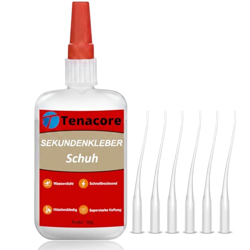 Tenacore Schuhkleber Extra Stark Wasserfest 50g, Sekundenkleber...