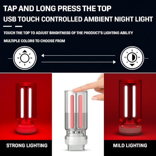 Image of Fire turtle Pink Retro LED Edison Bulb Night Light, USB Touch Dimmable Filament Lamp, Portable Ambient Lighting for Car, Bedroom Decor, Plug & Play Decorative Atmosphere Light(Pink USB Light)