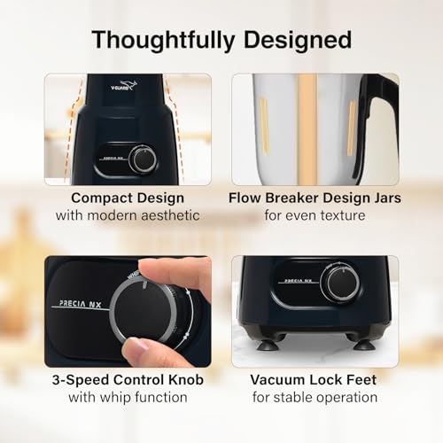 Image of V-Guard Precia NX Juicer Mixer Grinder 750 W (New Launch) | 3-Year Motor Coverage | 4 Versatile Jars | Juicer, Large, Medium & Small | Compact ABS Body | SS Rust-Resistant Blades
