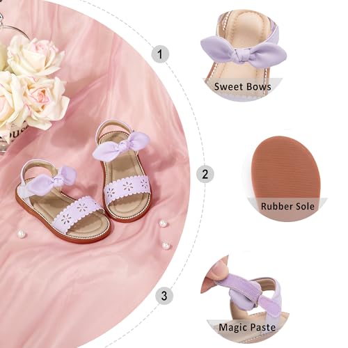 Image of Otter MOMO Girls Open Toe Princess Flat Sandals with Comfort Sole Summer Sandals