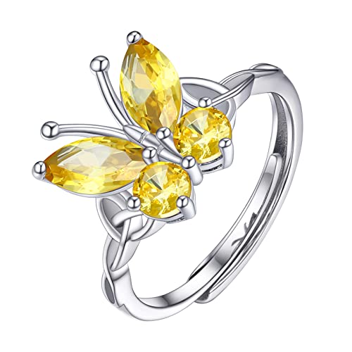 Bague papillon argent sterling et topaze jaune, l'élégance celtique lors de vos soirées