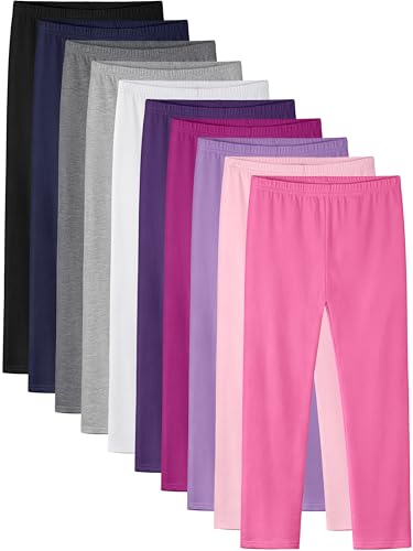 10 Pack Girls Leggings Cotton Pants for Girls Full Length Toddler Warm Stretchy Leggings for Kids Winter