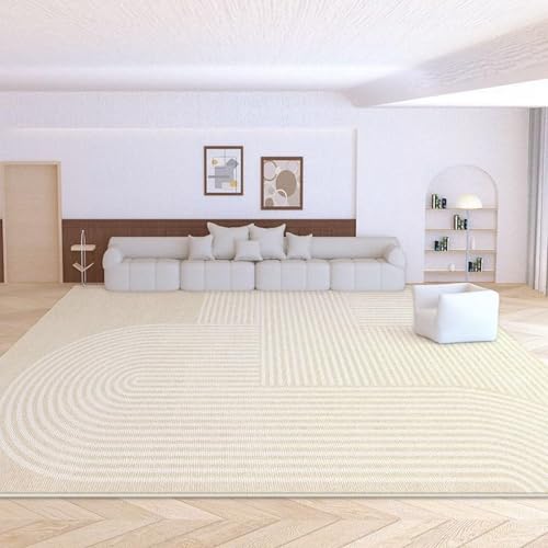 Tapis de salon doux beige 180x270 cm géométrique lavable - 2