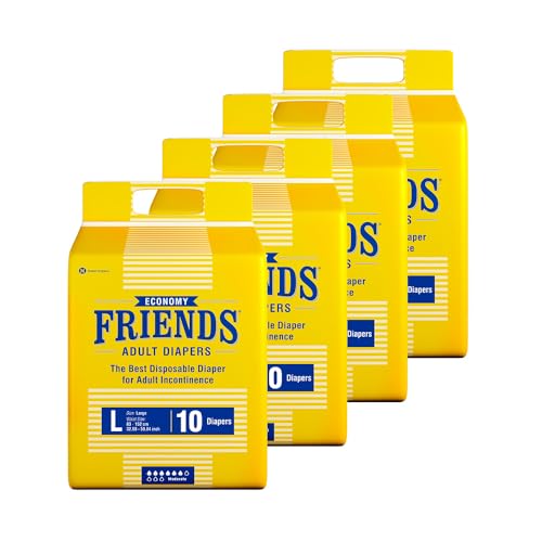 Image of Friends Economy Adult Diaper L Size Tape | 40 Count (Large) | Waist 32.68 - 59.84 inch | Unisex | Leakproof | Long Protection hours |Wetness Indicator | Odour Lock & Anti-Bacterial Absorbent Core