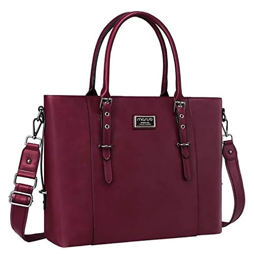 MOSISO Tote Bolsa para Mujeres (hasta 17.3 Pulgadas), Resistente al Agua Cuero de PU la Oficina de Trabajo de Oficina Maletín Bolso de Mano de Gran Capacidad con Compartimiento Acolchado,Vino Rojo