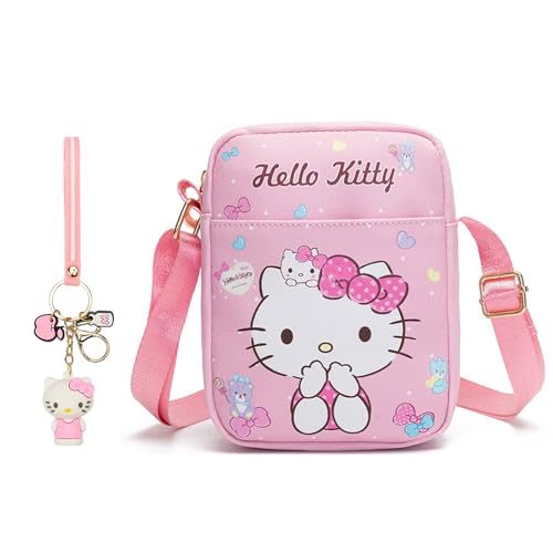 Cute Mini Cross Body Bag Cartoon Coin Purse Adjustable PU Leather Small Shoulder Bags - 2Pcs (Pink)