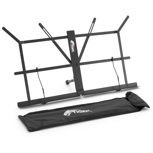 Tiger Mus25-BK Soporte de Partituras de Escritorio, Plegable de Sobremesa, con Bolsa de Transporte