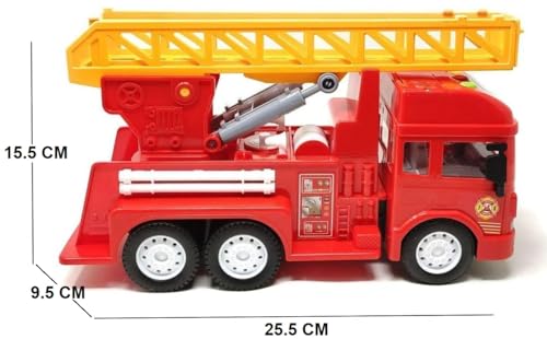 Image of Friction Powered Fire Rescue Truck Toys with Lights Siren Sound Unbreakable Fire Engine with Rescue Rotating Ladder Crane Toy for Kids Boys Girls Pull Back Vehicles (Multicolor)