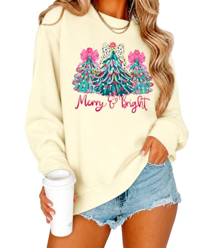 Merry and Bright Pastel Trees Sweatshirt