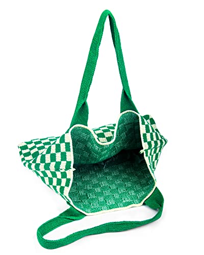Image of Crochet Tote Bag for Women Large Capacity Shoulder Bag Handbags Knitting Hobo Bag Aesthetic Handmade Weaving