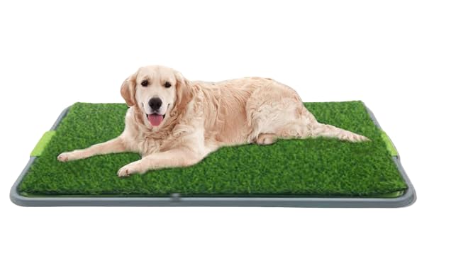 Pet Training Essentials: Large Indoor Dog Potty System with Artificial Grass Mat and Reusable Replacement Tray (68-42cm