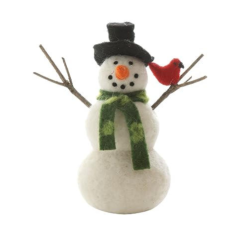 Creative-Co-Op-XM2008-7-Inch-Wool-Felt-Snowman-White-Multicolor Creative Co Op XM2008 7 Inch Wool Felt Snowman White Multicolor