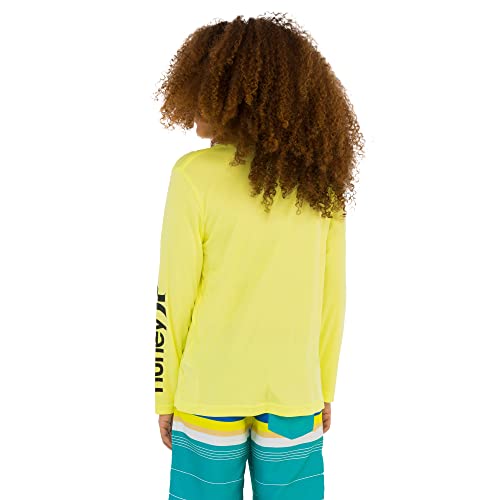 Hurley Boys Long Sleeve Rash Guard T Shirt, Volt Glow Heather, Medium #TOP3