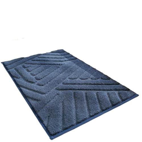 和風の新しい植毛浴室家庭用浴室トイレの入り口の吸水滑り止めマット (ブルー40*60)