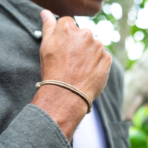 Thick Wax Nylon Cord Bracelet For Men Or Women - Surfer Friendship String Unisex Adult Waterproof Boy Girl Gift (One Size, Beige) #TOP1