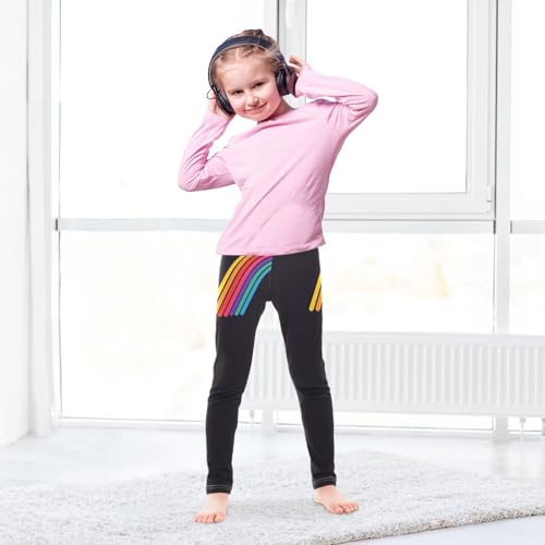 Colorful Striped Rainbow Girls Casual Leggings for Kids Printed Long Pant Bottoms Stretch and Soft4