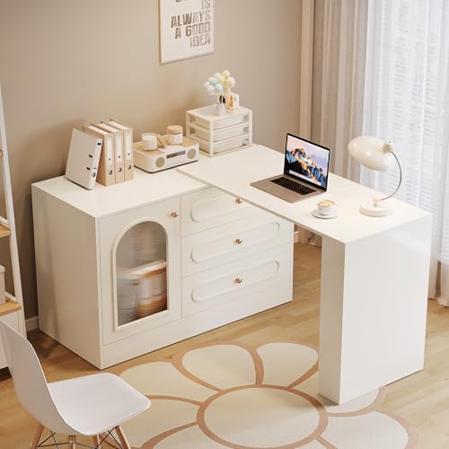 Tribesigns L-Shaped Computer Desk with 3 Drawers, Reversible Corn...
