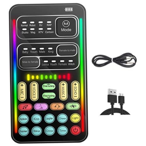MOLUCKFU 1set Multi-Purpose Voice Changer Sound Card for Live Streaming and Recording Compact Mini Device for Mobile Phones and Computers Easy to Use Fun Effects