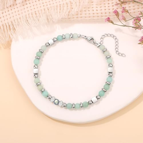 𝗚𝗶𝗳𝘁𝘀 𝗳𝗼𝗿 𝗪𝗼𝗺𝗲𝗻 𝗠𝗼𝗼𝗻𝘀𝘁𝗼𝗻𝗲 𝗕𝗿𝗮𝗰𝗲𝗹𝗲𝘁 Amazonite Colorful Imperial Jasper Stainless Steel Beads Bracelets, Graduation Mothers Day Christmas Birthday Gifts for Her Women4