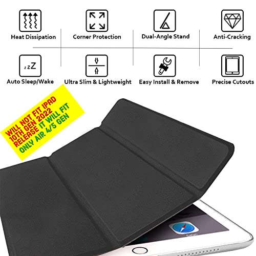 Image of DuraSafe Cases for iPad Air 5th 4th 6th 11th [ Air 11 /6 2024 /5 2022 /4 2020 ] A2588 A2316 MYFQ2HN /A MYFM2HN /A MYFR2HN /A MYFN2HN /A MYFQ2HN /A MYFM2HN /A MYFR2HN /A UltraSlim PC Cover - Black