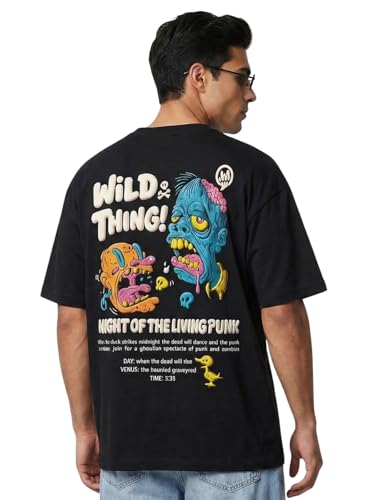 Image of Veirdo Oversized Baggy Fit Drop Shoulder Graphic Printed Design Half Sleeve T-Shirt for Men (Available Sizes: S to 2XL)