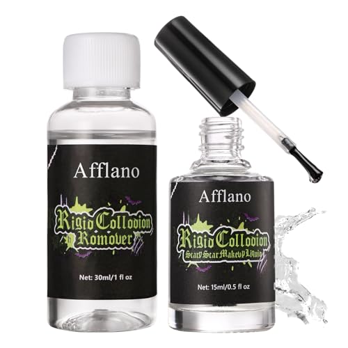 Rigid Collodion and Remover Kit Professional Collodion Scar Liquid & Remover Combo Kit Quick Dry Realistic Scarring Liquid for Halloween Fake Scars FX Makeup Cosplay Zombie Joker Film Theater