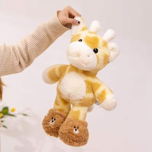 Image of SCOOBA Giraffe Soft Toy with Cute Bear Slippers, Plush Stuffed Animal for Kids, Adorable Cuddly Toy & Gift for Girls and Boys (Charming Giraffe)