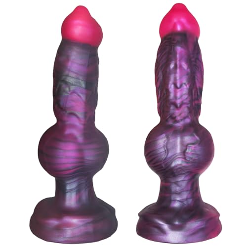 Beginner Dog Knot Small Fantasy Dildo Realistic Silicone Animal Dildo with Strong Suction Cup Fantasy Monster Colorful Dildos Horse Wolf Penis Anal Plug Sex Toy for Women (7 inch)