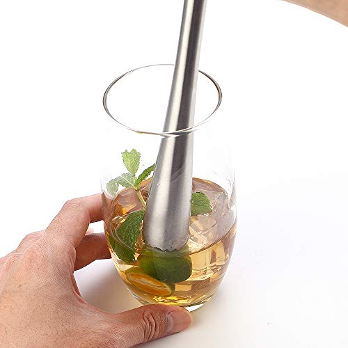 Jxs 10" 255Mm Stainless Steel Sturdy Cocktail Muddler, Professional Well Made Dishwasher Safe Muddler Bar Tool #TOP1