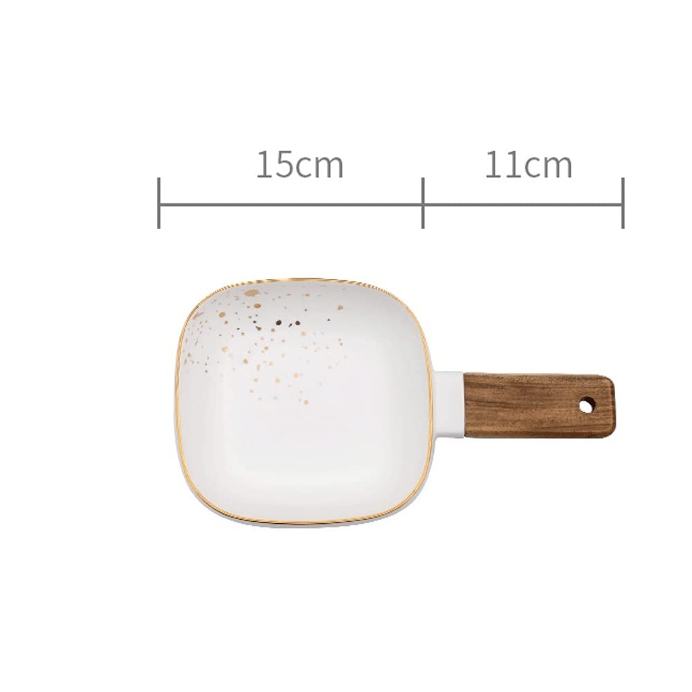 Ensaladeras Creativo cerámico mango de madera tazón nórdico pintado ensalada cuenco casero postre vajilla de fideos japonés cuenco Cuencos para Cocina (Color : A)