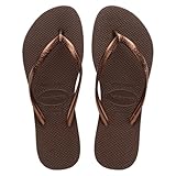 Havaianas レディース スリムワンダーウーマンサンダル, ダークブラウン/メタル音色。, 9-10 26.0~27.0 cm