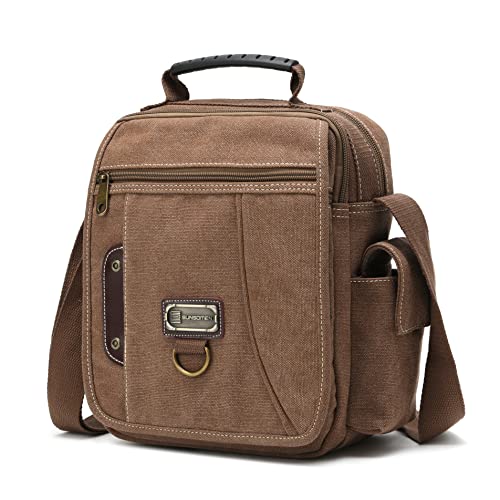 Men's Canvas Crossbody Messenger Bag - Small, Shoulder, Travel, Work Bag - Main Image
