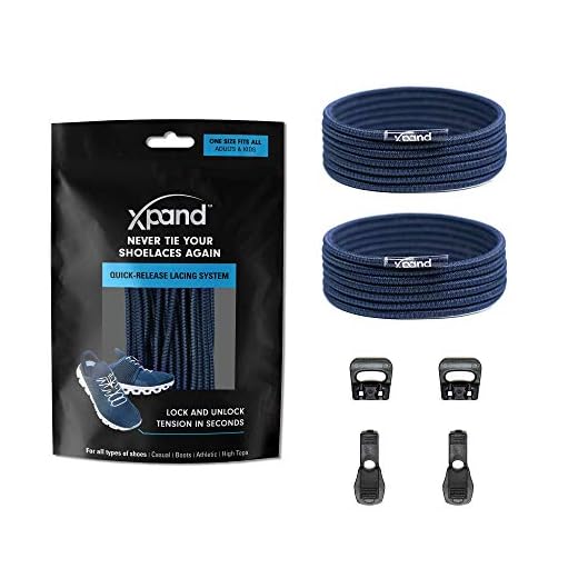 Xpand Round Lacing. Elastic No Tie Shoelaces - Quick Release Tension Control - One Size Fits All Adult and Kids Shoes
