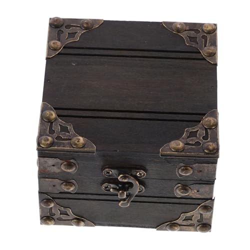 TOVINANNA Box Trinket Wedding Keepsake of Retro Treasure Chest Storage Key Retro Jewelry Container Decorative Antique Jewelry Case Organizer Clear Jewelry Keepsakes Chest with Lid Wooden