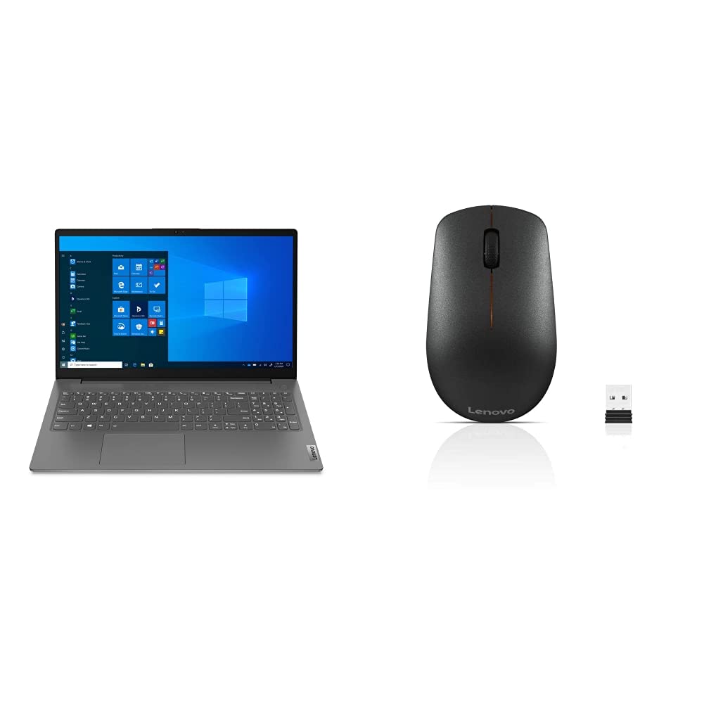 Lenovo V15 AMD Ryzen 5 5500U 15.6" (39.62cm) FHD 250 nits & 400 Wireless Mouse, 1200DPI Optical Sensor, 2.4GHz Wireless Nano USB, 3-Button (Left,Right,Scroll) Upto 8M Left/Right