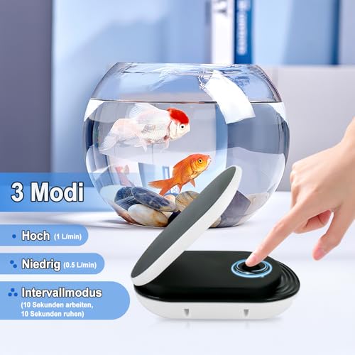 Teichpumpe Solar mit Akku, Teichbelüfter Sauerstoffpumpe für Teich Solar mit 3 Arbeitsmodi und 2 Luftsteine, Aquarium Sauerstoffpumpe für Angeln, Hydroponic, Fischtransport