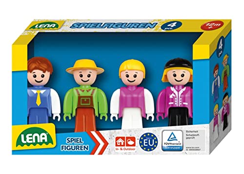 Lena 04491 Spielfiguren Set mit 4 vollbeweglichen Figuren, Actionfiguren Zubehör-Pack TRUXX² Fahrzeug Serie, Aktionfiguren für Drinnen und Draußen, für Kinder ab 12 Monaten