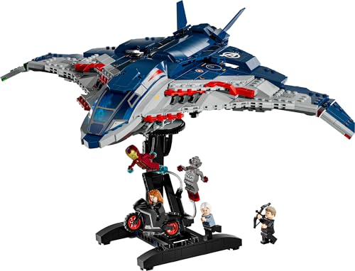 LEGO ǀ Marvel Le Quinjet d’Avengers : L'Ère d'Ultron - Jouet Avion de Super-Héros avec Moto & 5 Minifigurines Dont Iron Man, Black Widow & Ultron - Cadeau pour Garçon dès 10 Ans & Fan Adulte 76325