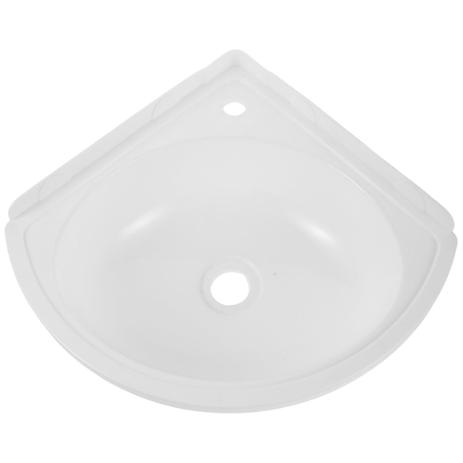 Lavandino Piccolo Triangolare da Muro in Plastico Bianco per Bagno, Facile da Installare con Flusso D'acqua Fluido, per Spazi Esterni e Ambienti Ridotti