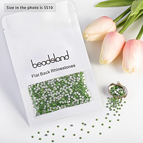 Image of beadsland Flat Back Crystal Rhinestones Round Gems for Nail Art and Craft Glue Fix,Light Green (2.7-2.8mm) SS10 /1440pcs