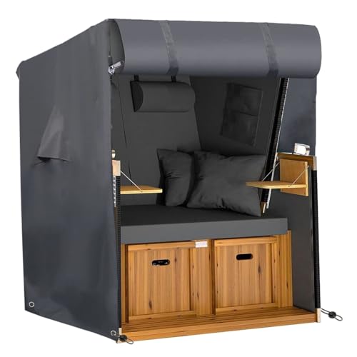 Climecare Strandkorb Schutzhülle Oxford 600D Polyester Winterfest-wasserdichte, UV-beständige & Windfeste Abdeckhaube Grau (128x105x165/140cm)