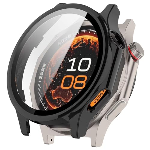 FTRONGRT Cover Compatibile con Oppo Watch X3/ OnePlus Watch 4, PC + Pellicola Temperata, Antigraffio Custodia Protettiva. Nero